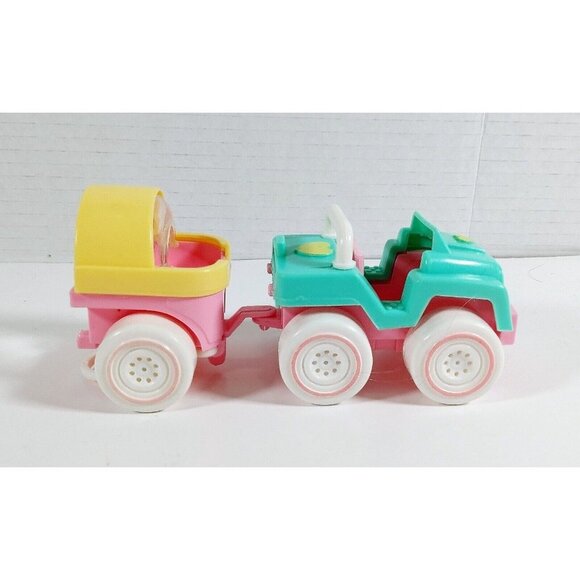 1987 Fisher Price Smooshees Cuddlers Missy & Mary Mare Jeep & Trailer Wagon - Picture 3 of 5